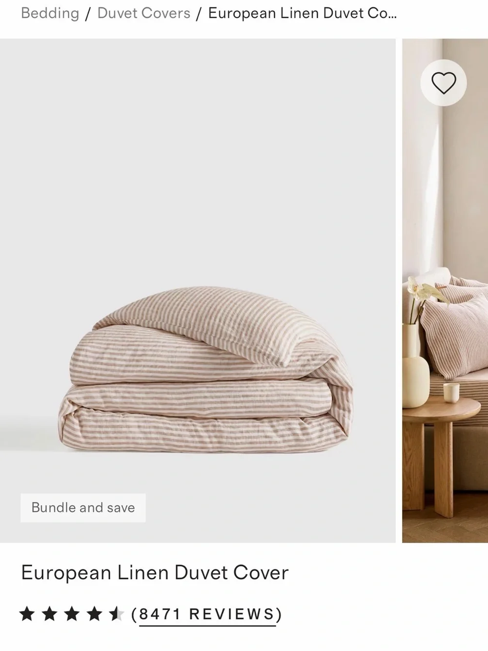 Quince Linen Duvet Cover in Natural Stripe - Beige & Cream